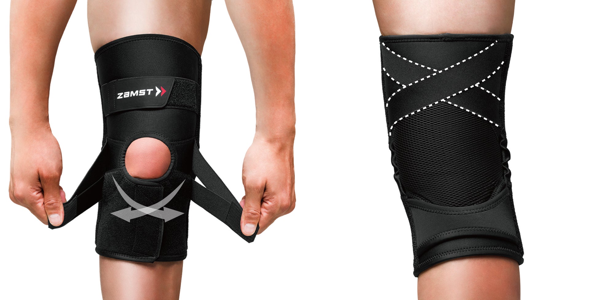 ▲下腿部の前方へのグラつきとねじれをしっかりと抑制