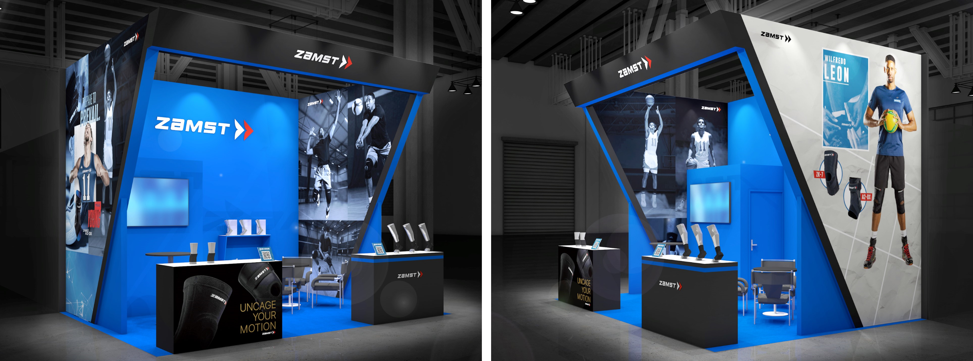 ▲ブースにはトレイ・ヤング選手とウィルフレド・レオン選手が大きく掲示されます