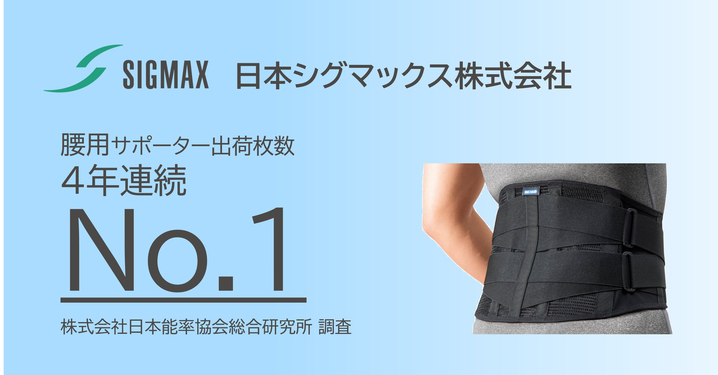 日本シグマックス株式会社は 4年連続で「腰サポーター出荷枚数No.1 日本シグマックス株式会社は 4年連続で「腰サポーター出荷枚数No.1