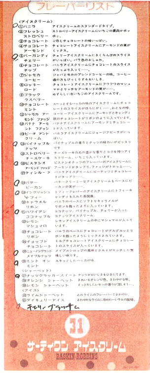 1974年のフレーバーリスト