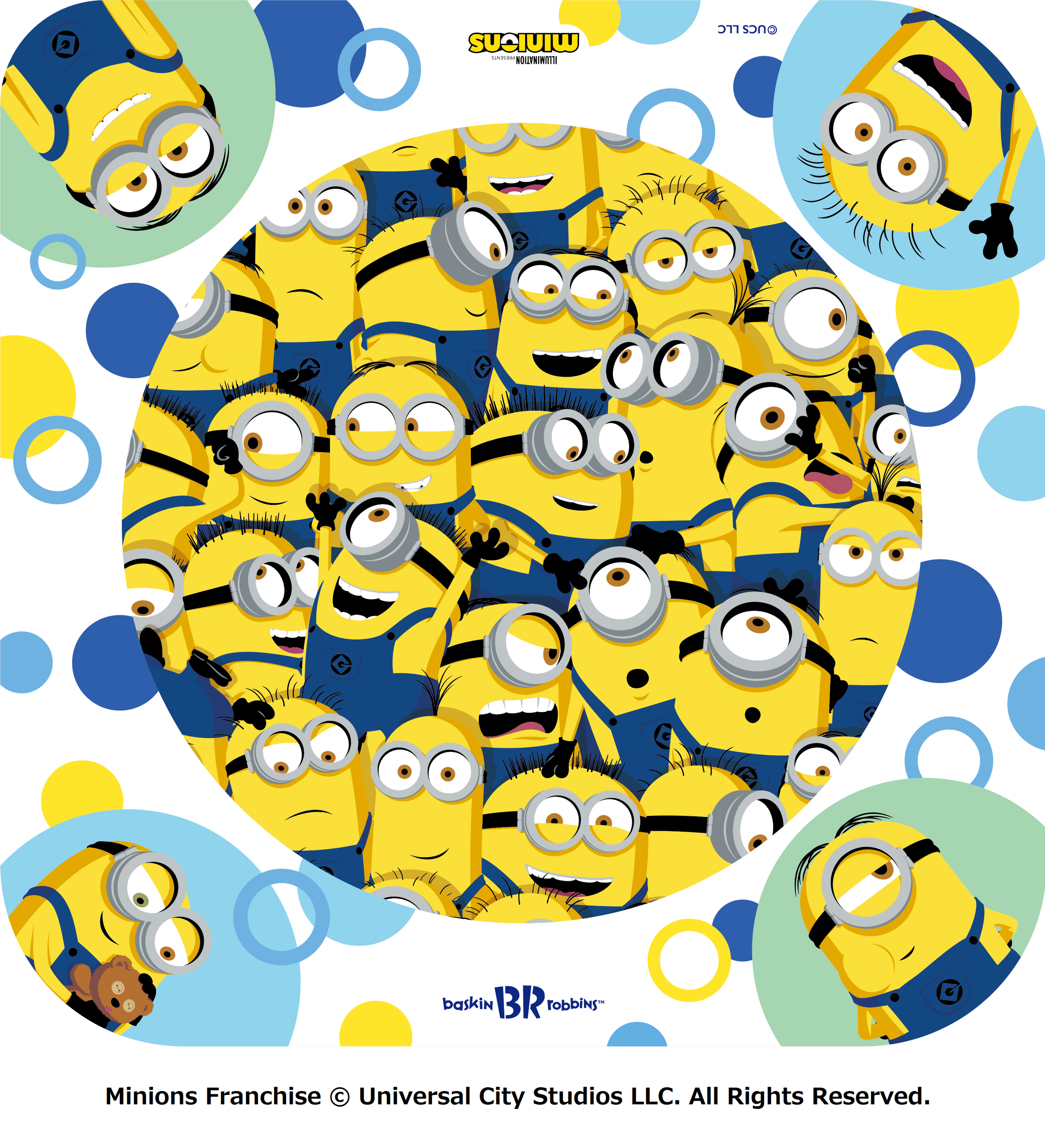 たくさんのミニオンたちが賑やか！可愛いオリジナル台紙つき！