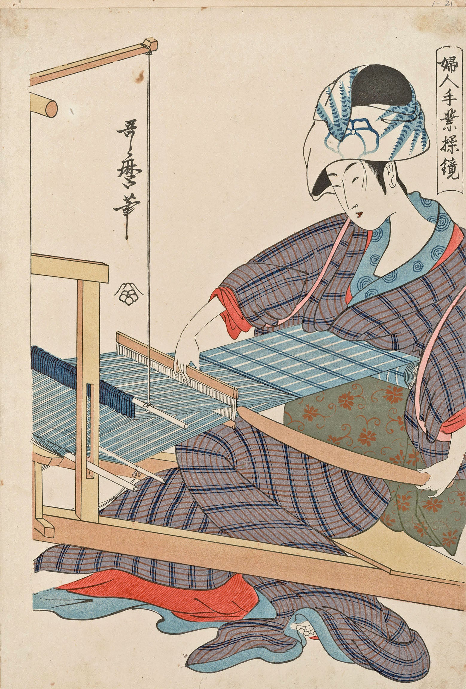 グンゼコレクション 喜多川歌麿 作 「婦人手業操鏡」