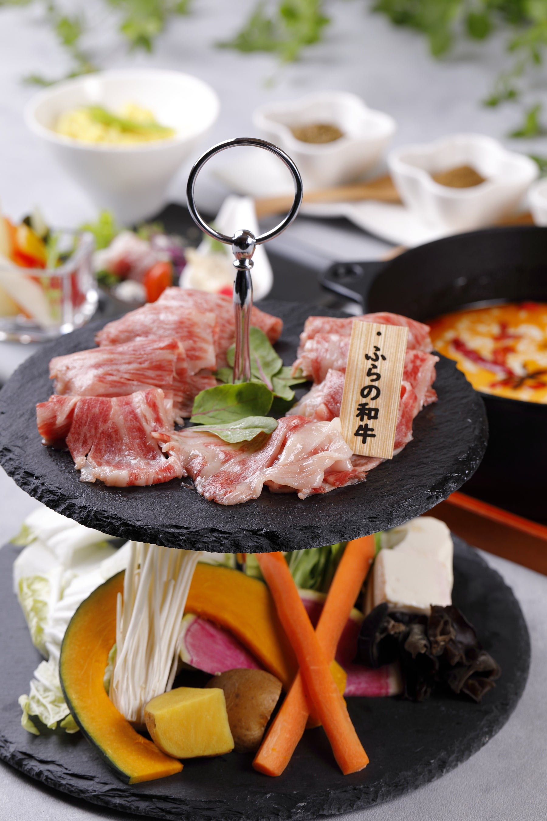 千歳Hot pot_ふらの和牛コース×白湯スープ 縦写真