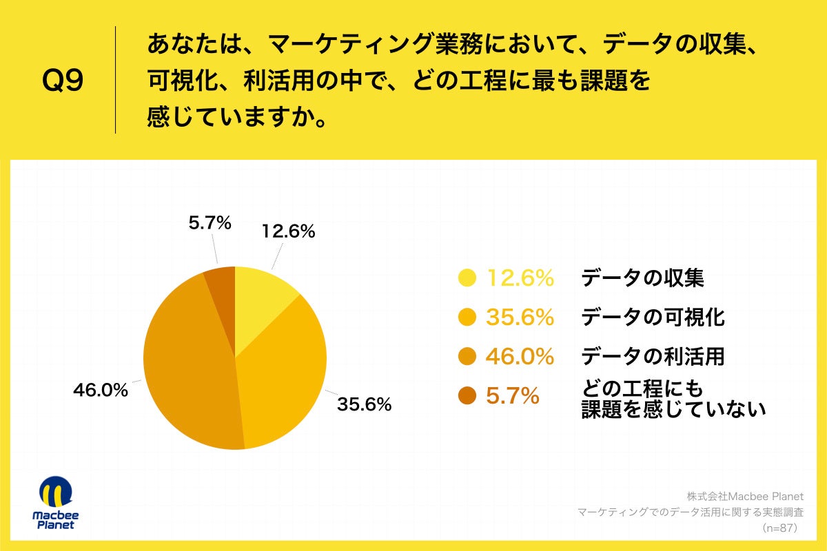Q10.あなたは、マーケティング業務において、データの収集、可視化、利活用の中で、どの工程に最も課題を感じていますか。