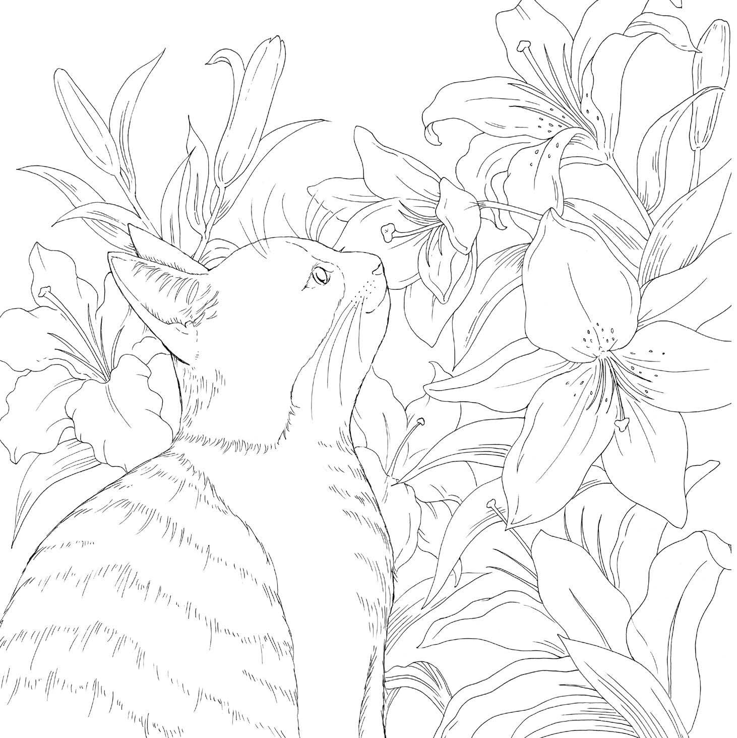 愛猫家は悶絶必至！ カワイイ猫ちゃんと素敵な花が描かれた癒し