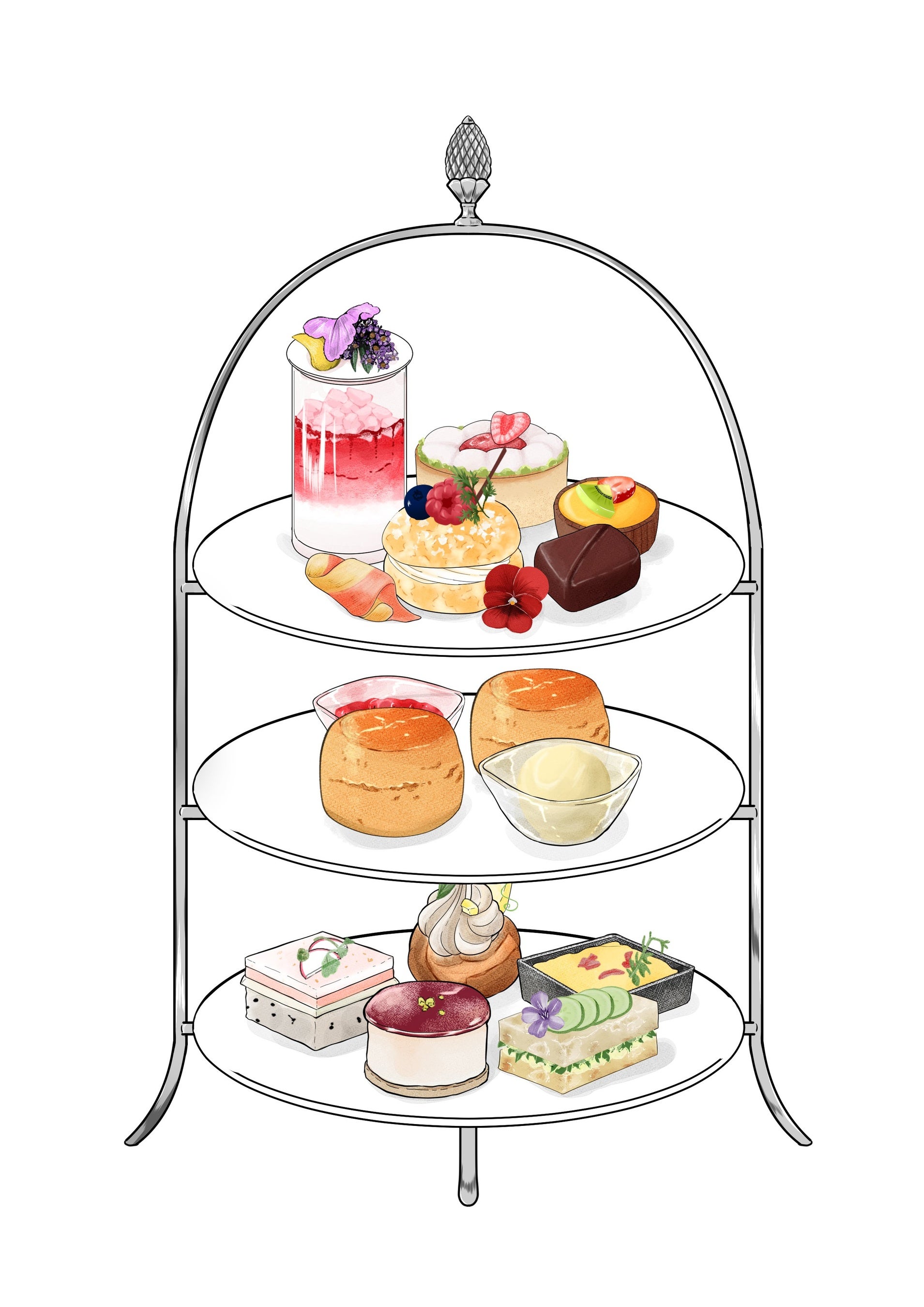 みんな大好き！スイーツいっぱいの3段スタンド。どこから食べればいいのか、正しい順番を知っていますか？