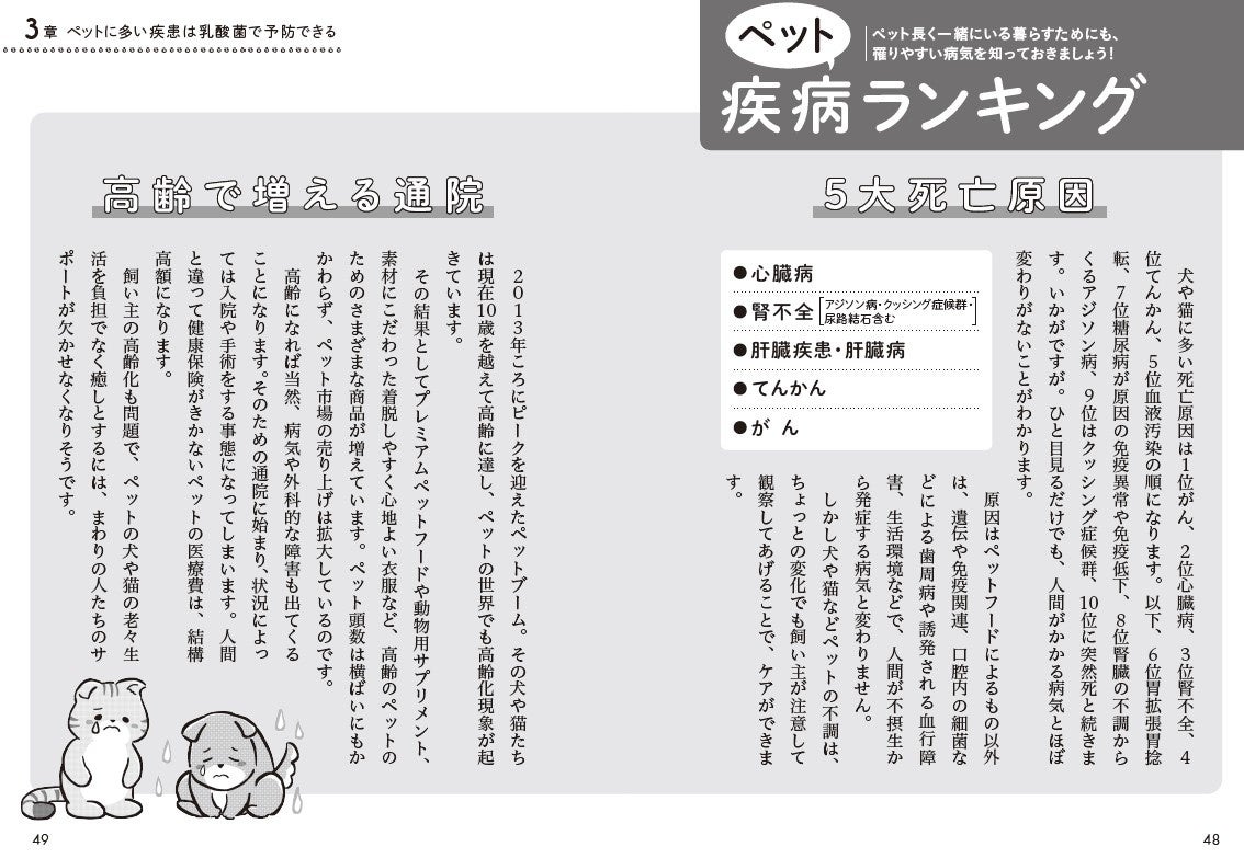 ペットの死亡原因は人間とほぼ同じ