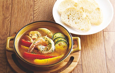 ぷりぷり海老と彩り野菜のアヒージョ