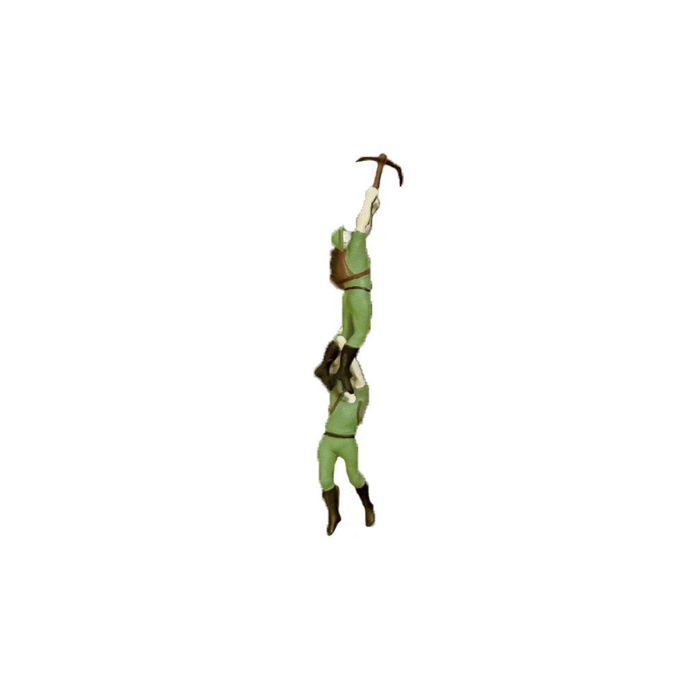 よじ登る調査団員