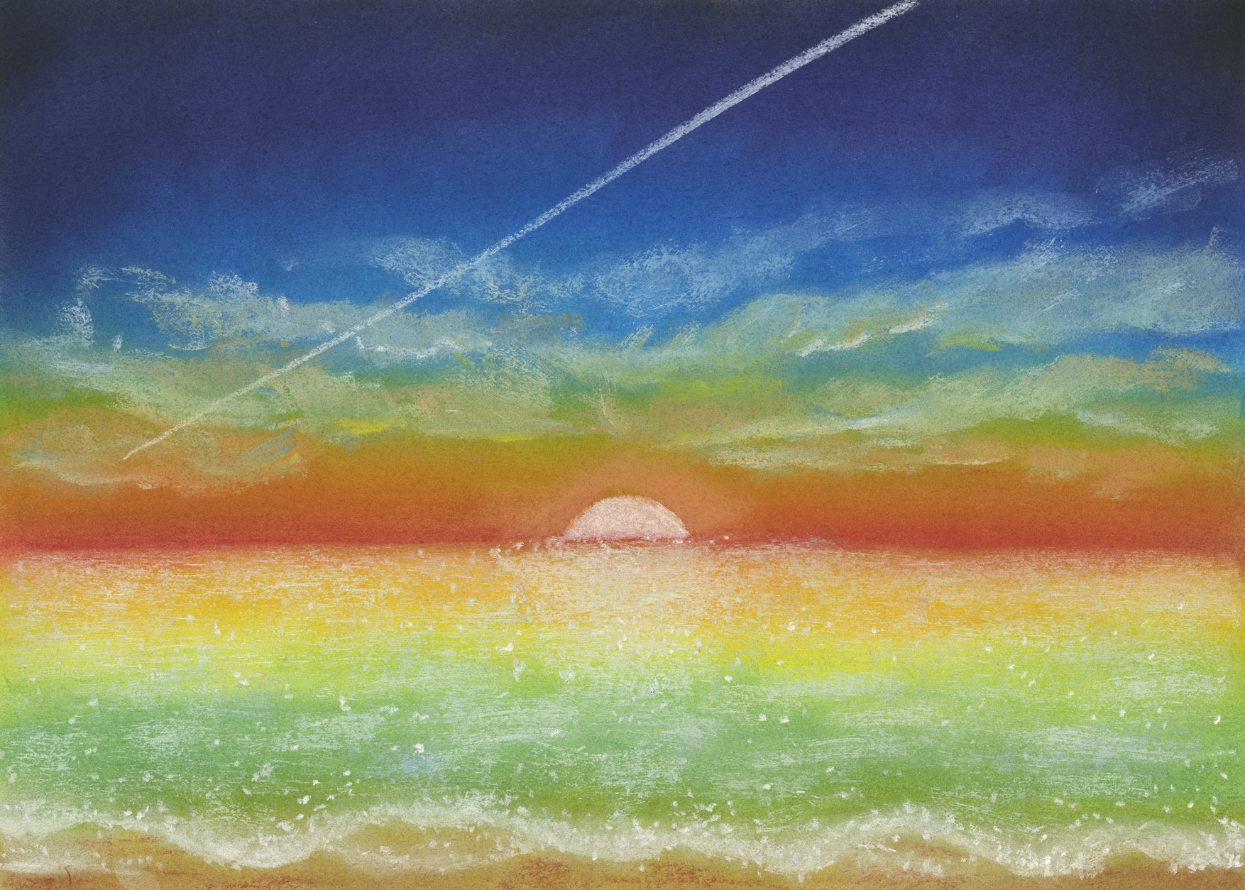 ちゃい『夕焼けの飛行機雲』