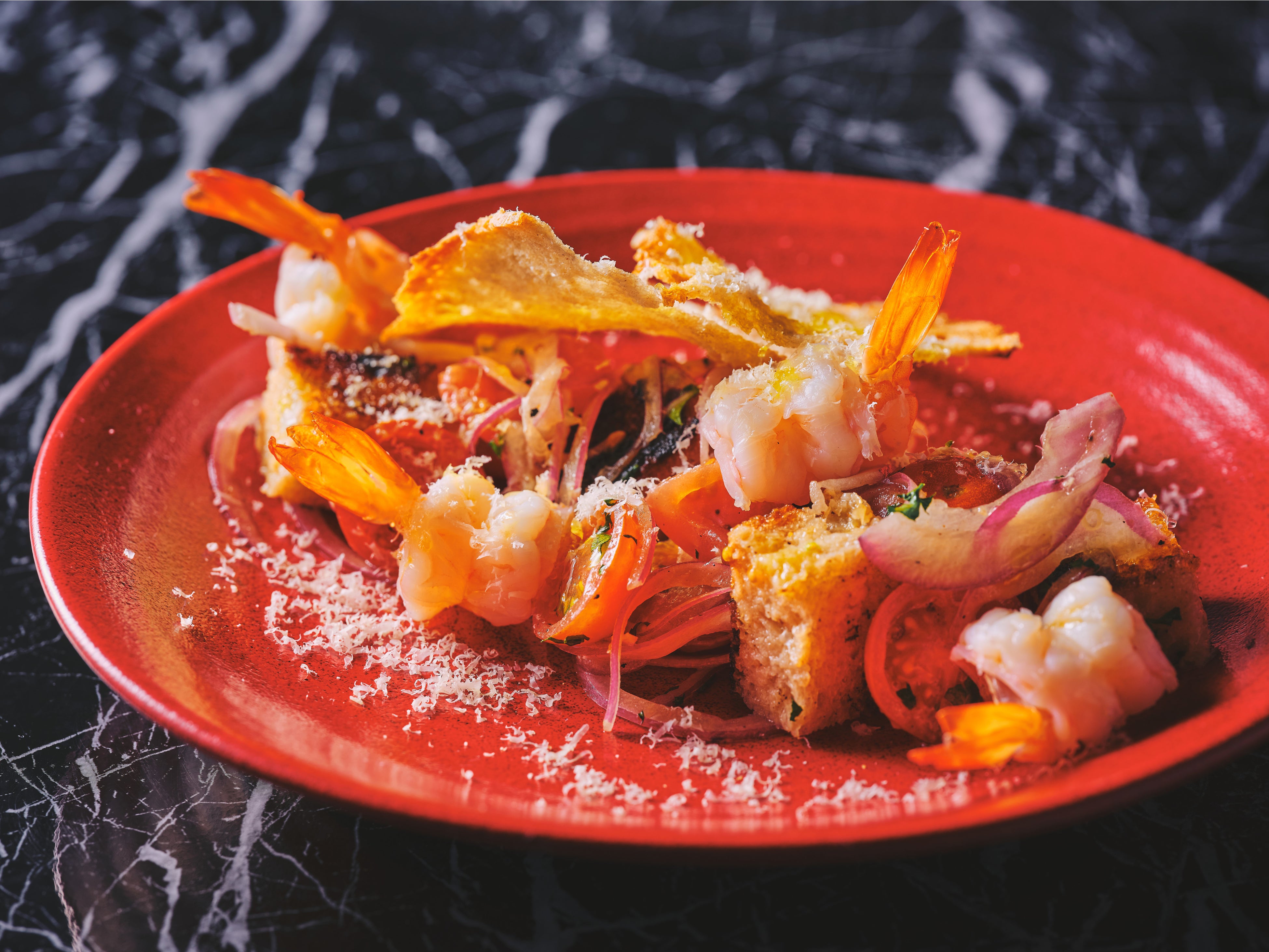 「パンツァネッラサラダ 海老のグリルとコンラッドサワードウ」