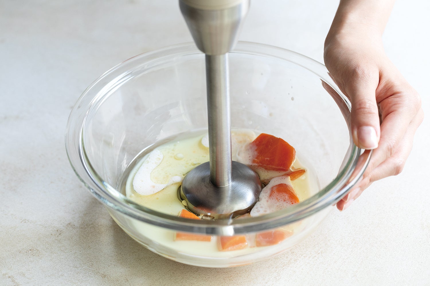 ガラスのボウルにも直接使えます