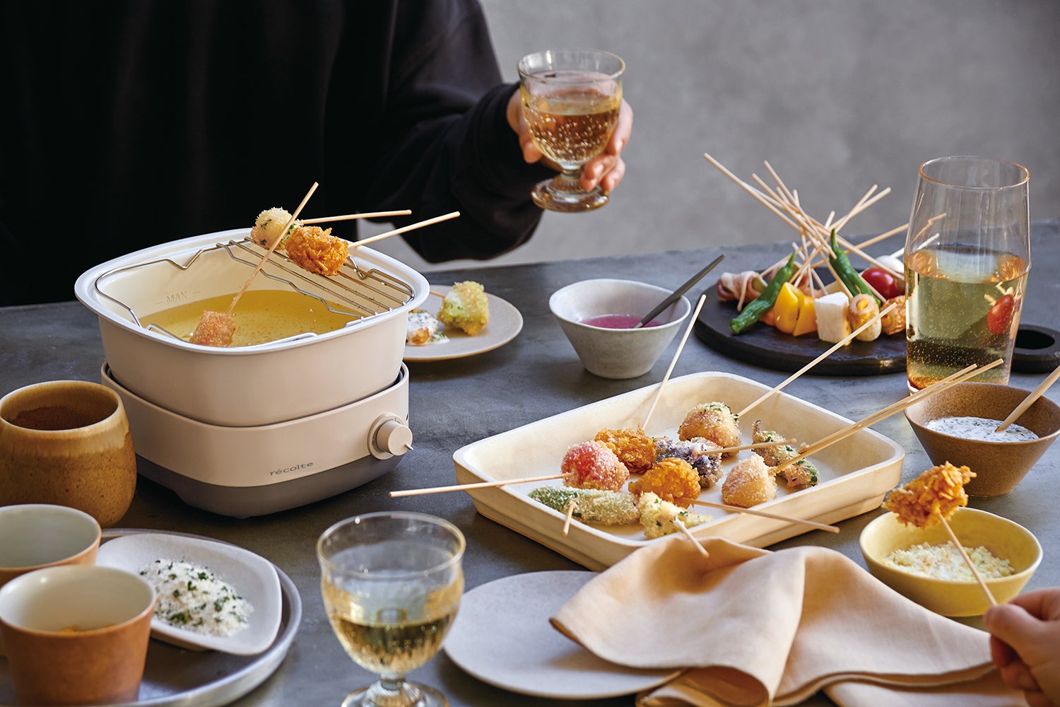 油切りアミを使って串揚げ