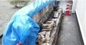 手洗い場のコンクリート落下