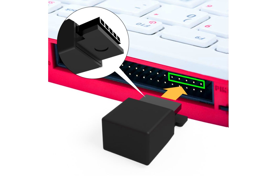 背面のGPIOピンヘッダに差し込んで使用できます。