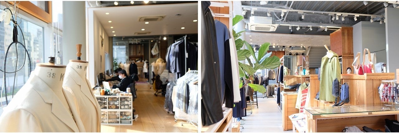 タケオキクチ渋谷明治通り本店　（東京都渋谷区神宮前6-25-10 　3層各47坪） 左）２階オフィス　右）１階店舗