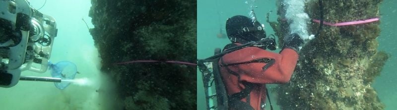 水中ドローン・潜水士による「ケレン作業」