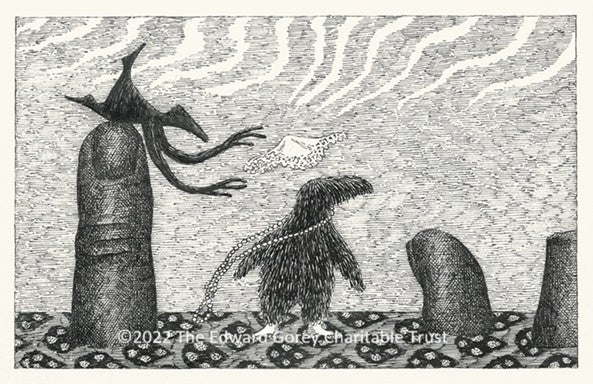 『狂瀾怒濤』挿絵・原画/1986年/ペン、インク、紙 ©2022 The Edward Gorey Charitable Trust
