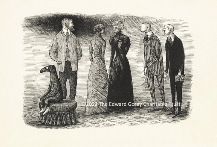 『うろんな客』挿絵・原画/1955年/ペン、インク、紙 ©2022 The Edward Gorey Charitable Trust