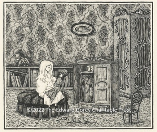 『不幸な子供』挿絵・原画/1959年/ペン、インク、紙 ©2022 The Edward Gorey Charitable Trust