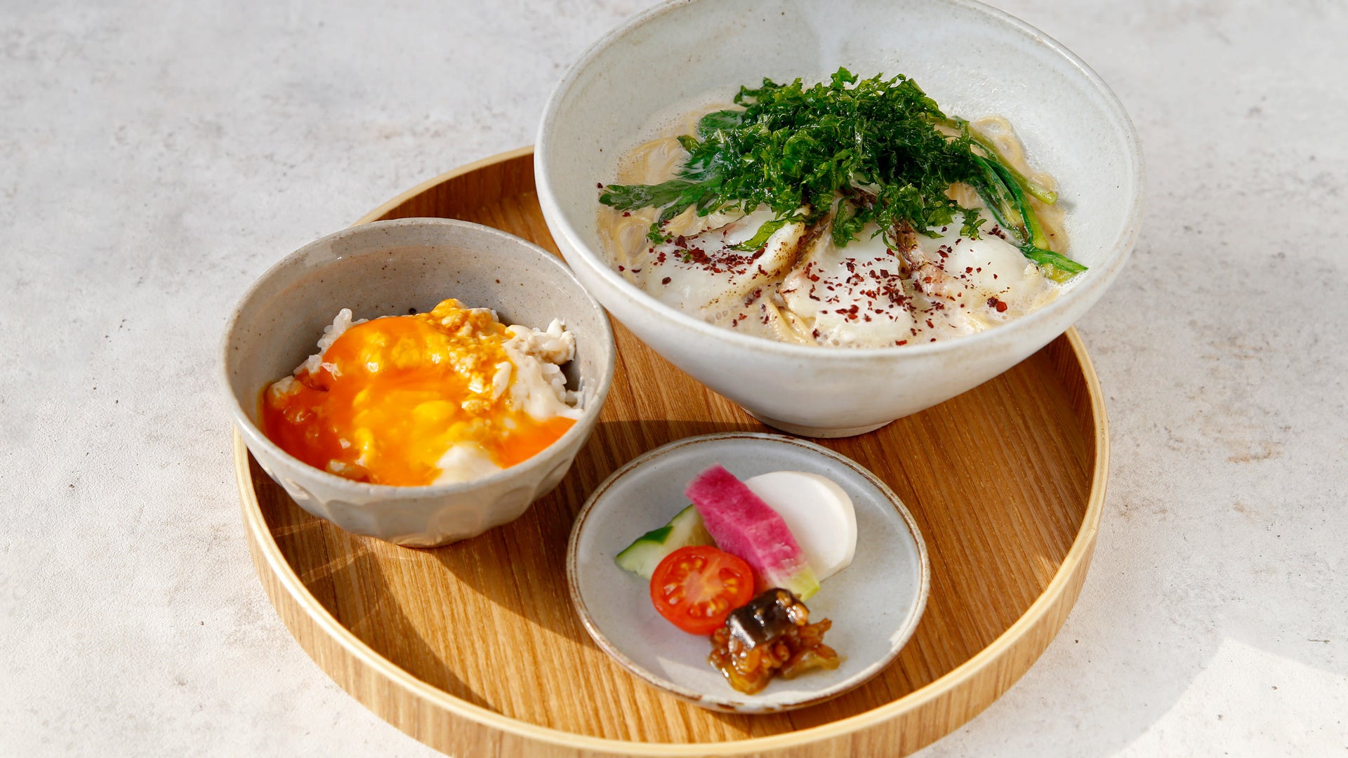 鯛出汁香る白湯らぁめん◇島野菜とかわばた味噌、玉子丼のセット