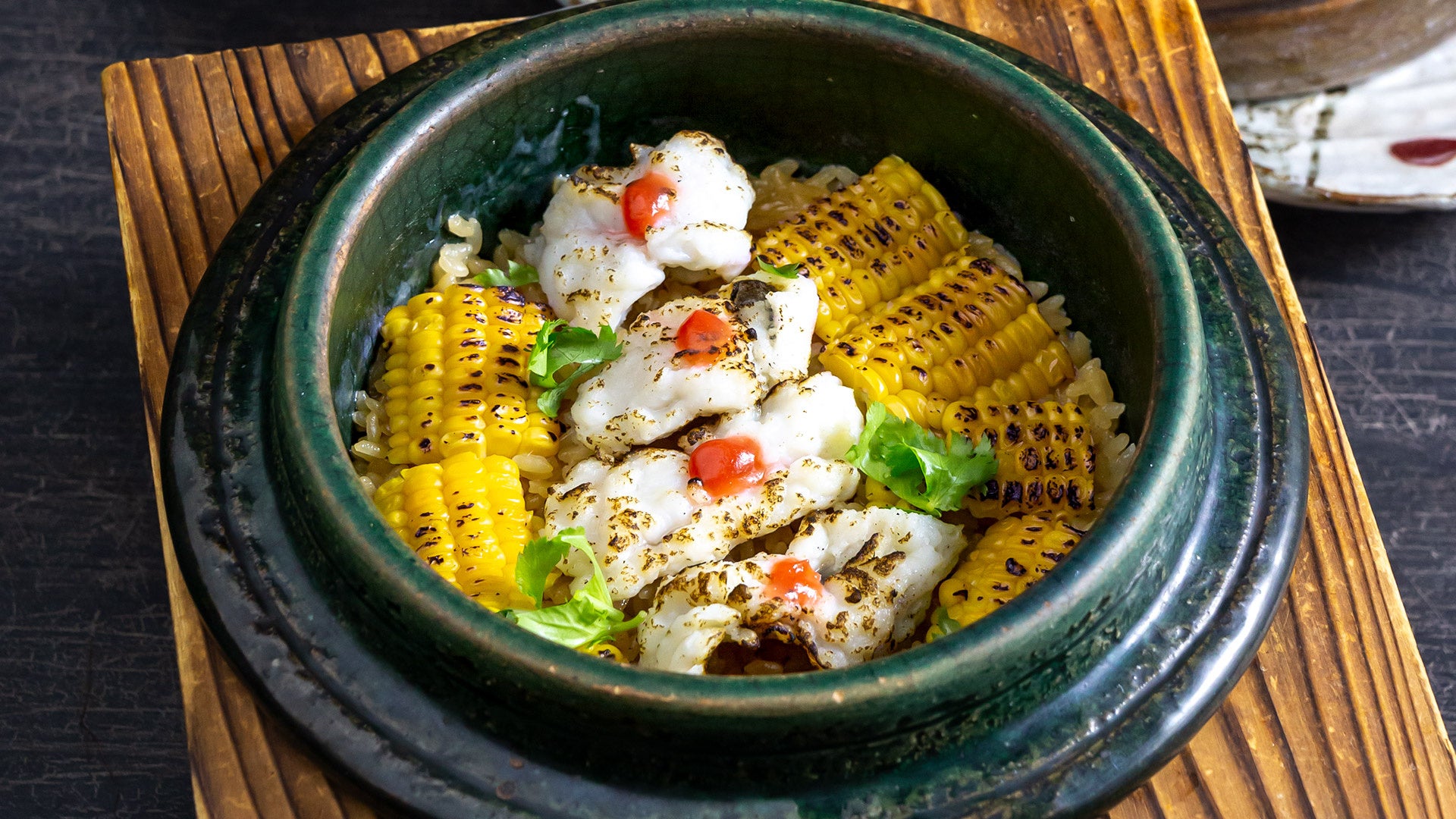 鱧の炙りとトウモロコシの釜飯　2530円