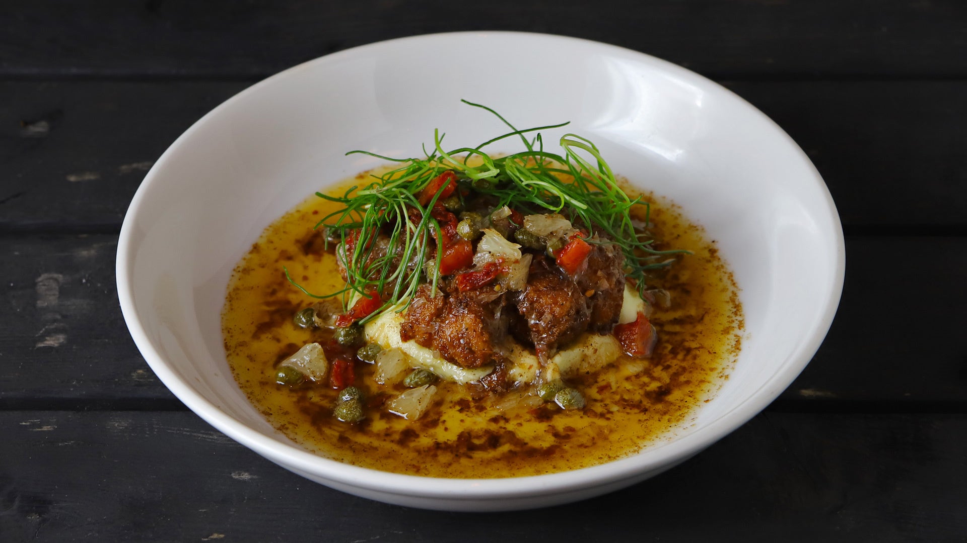 タラ白子のカツレツ　焦がしバターとケッパーのレモンソース　2200円