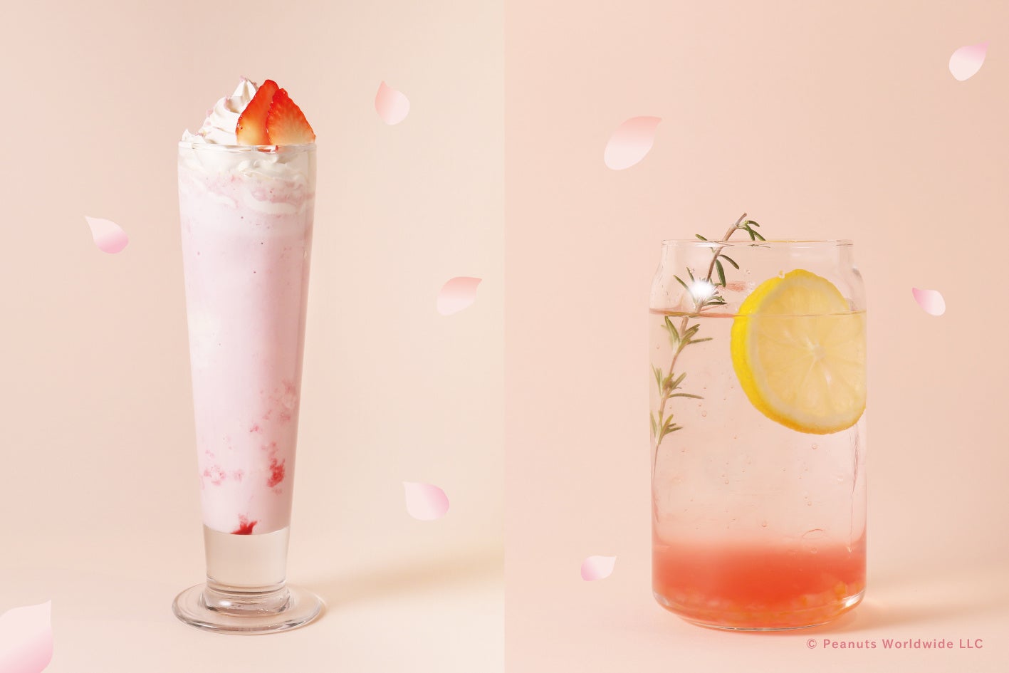 左：さくらストロベリーミルクセーキ 右：さくらレモネード