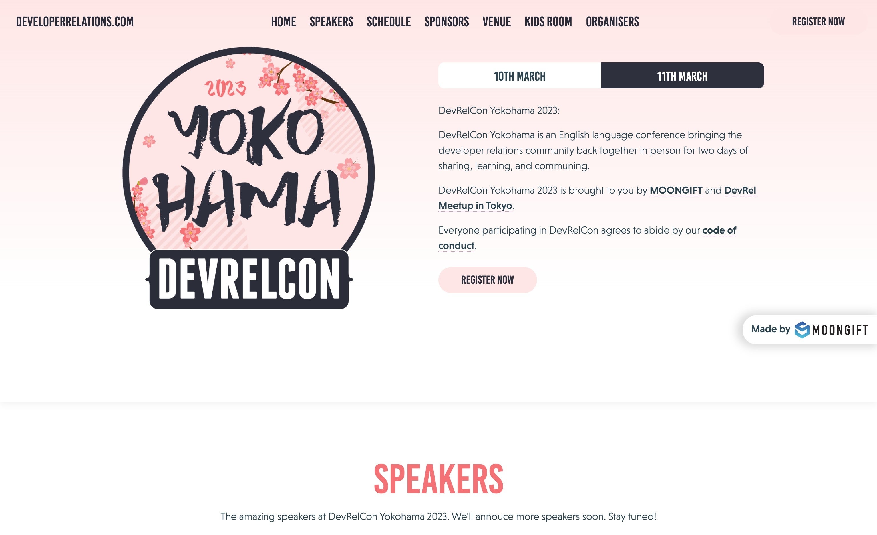 DevRelCon Yokohama 2023のWebサイト