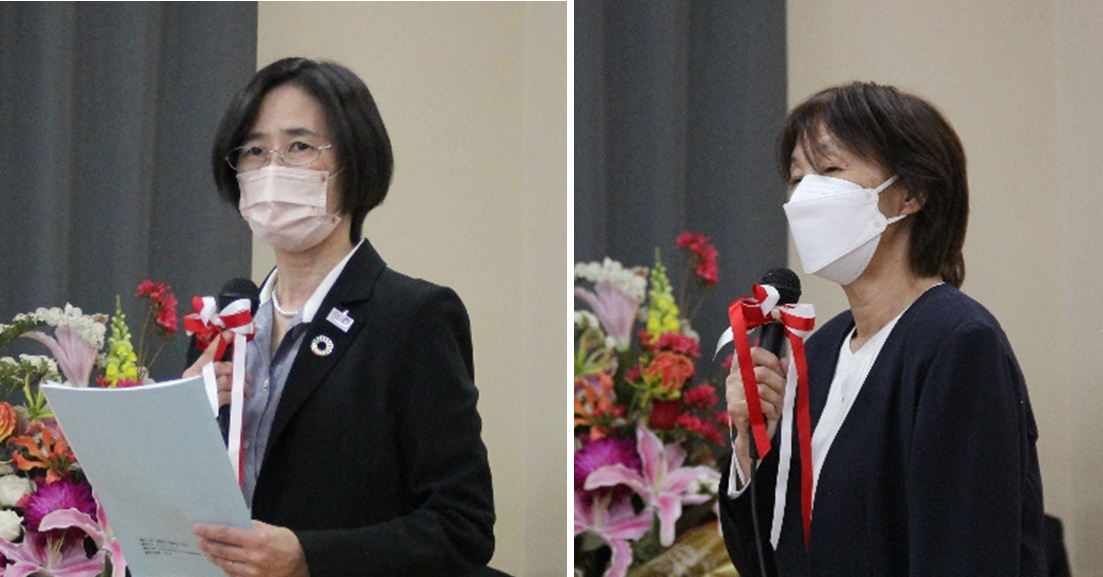 左：かわさき生活クラブ理事長　佐野めぐみ、右：生活クラブ神奈川理事長　篠崎みさ子による挨拶　　