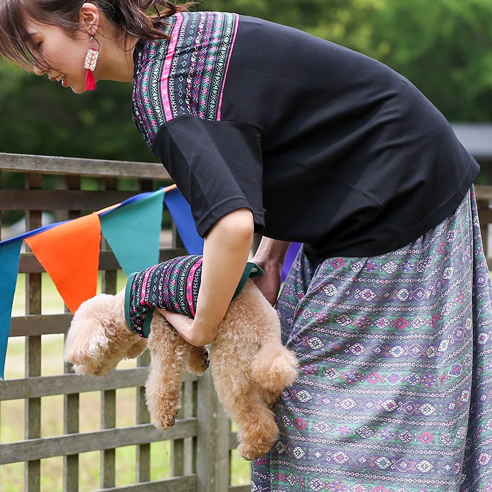 チロリボーダー柄ドッグウェアとTシャツ