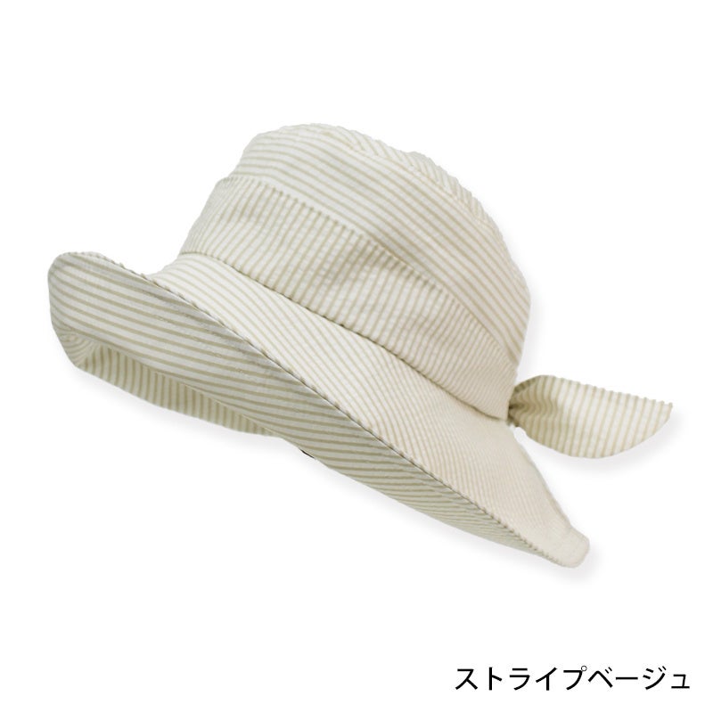 ジャストフィットハット　ベージュストライプ