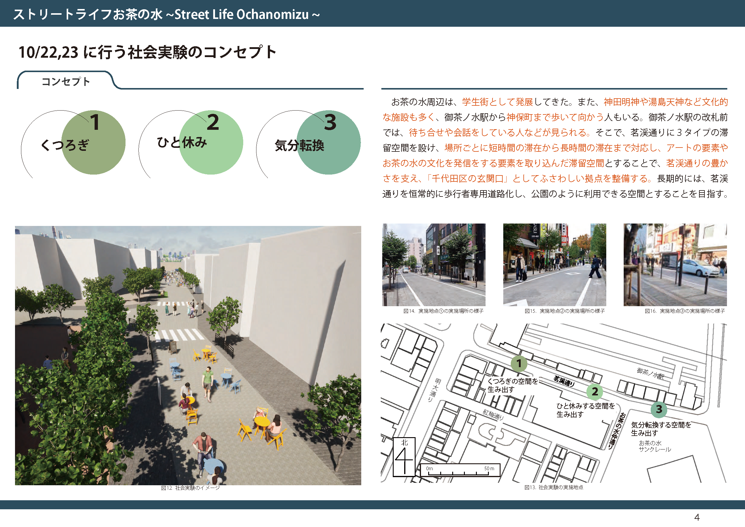 滞留空間実験のコンセプトと配置