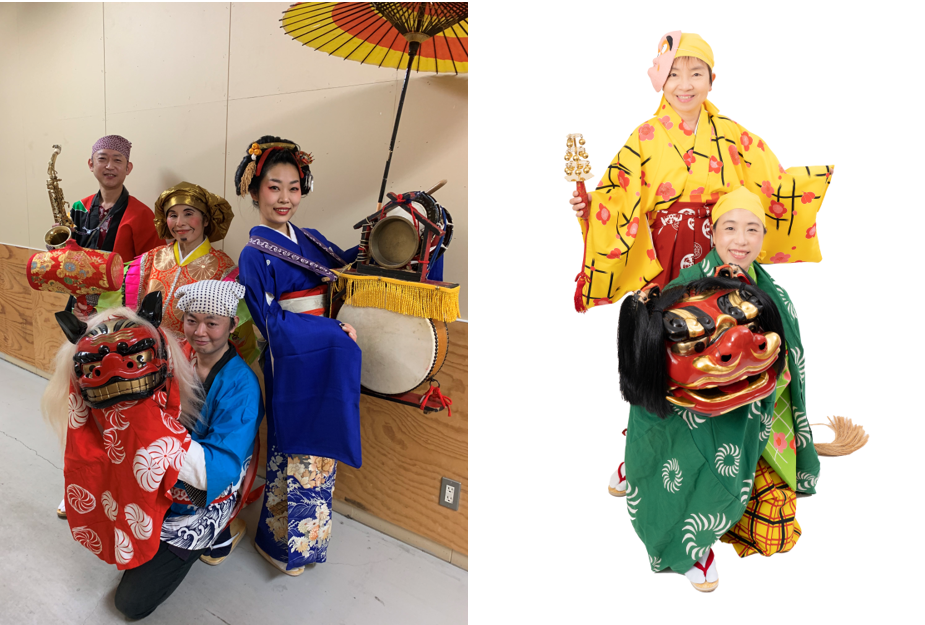 左：ちんどん獅子舞　右：寿獅子舞梅の会