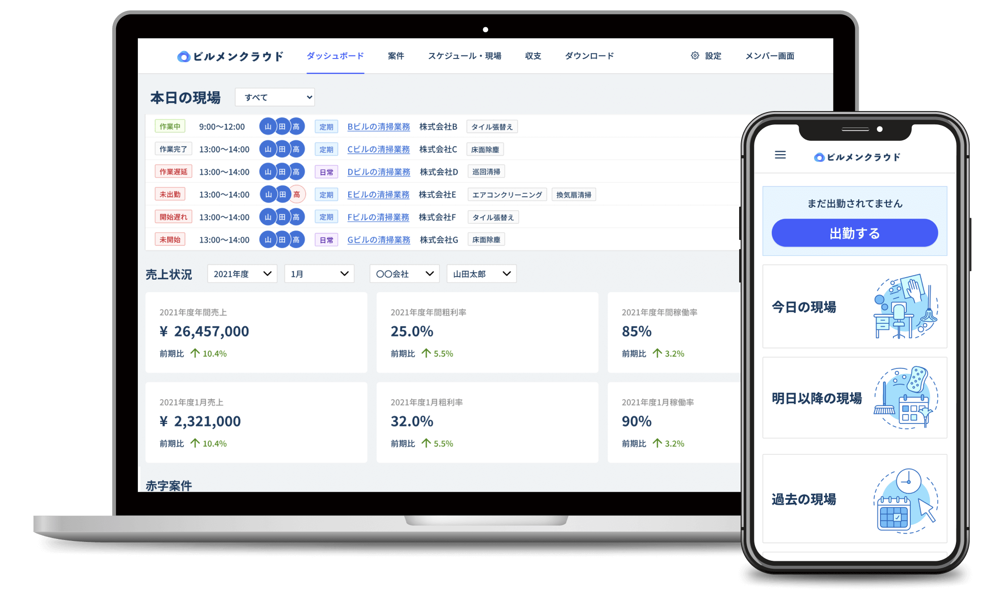 「ビルメンクラウド」画面イメージ