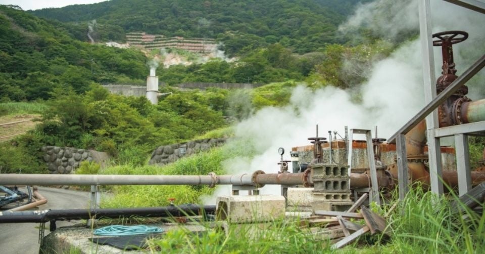 蒸気が沸いている様子