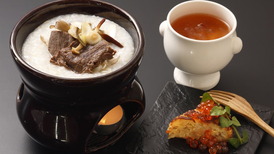アイヌ伝統料理試作レシピ試食会にて開発したメニュー (今回は右上のエント茶のジュレのみご提供)