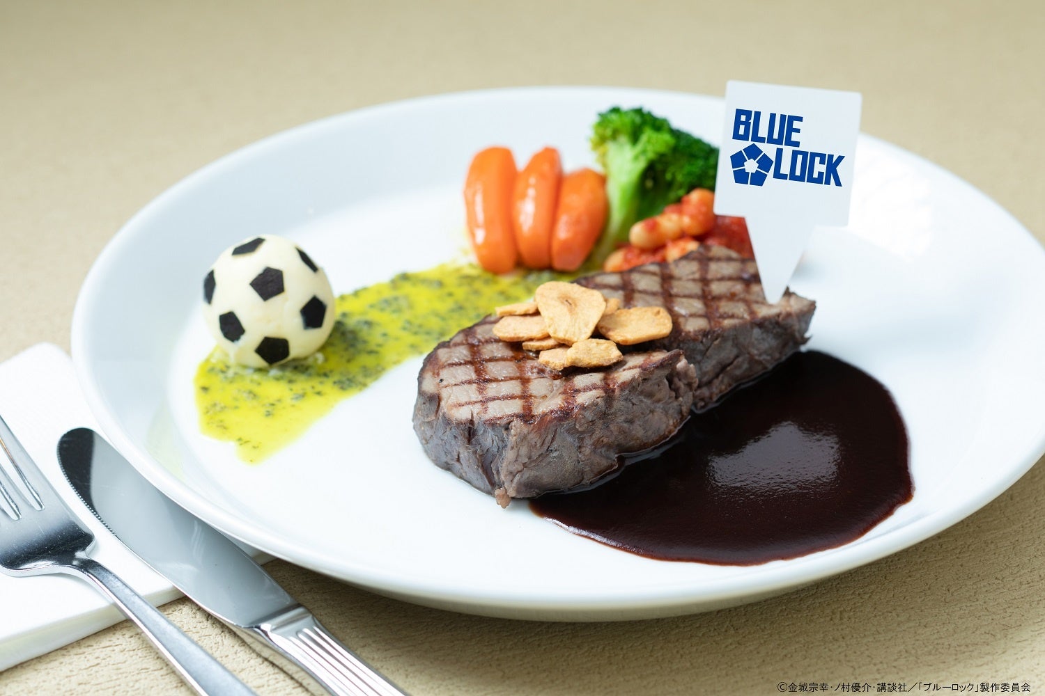アニメ内で出てくる食事・ステーキ(イメージ)