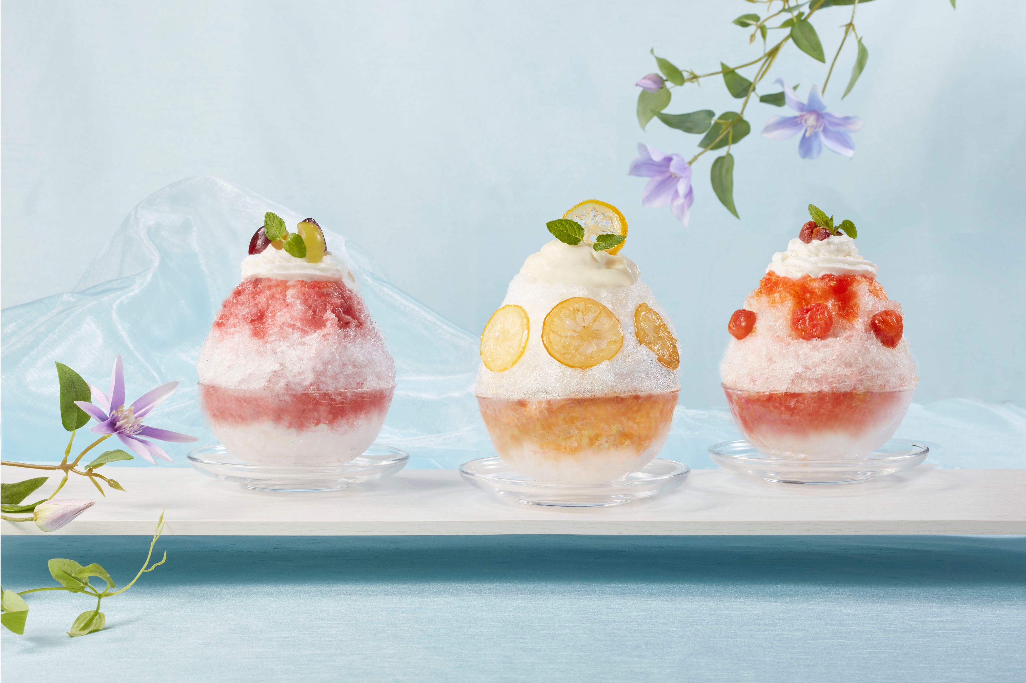 かき氷（川越はちみつ＆レモン・信州トマト・信州ぶどう）イメージ