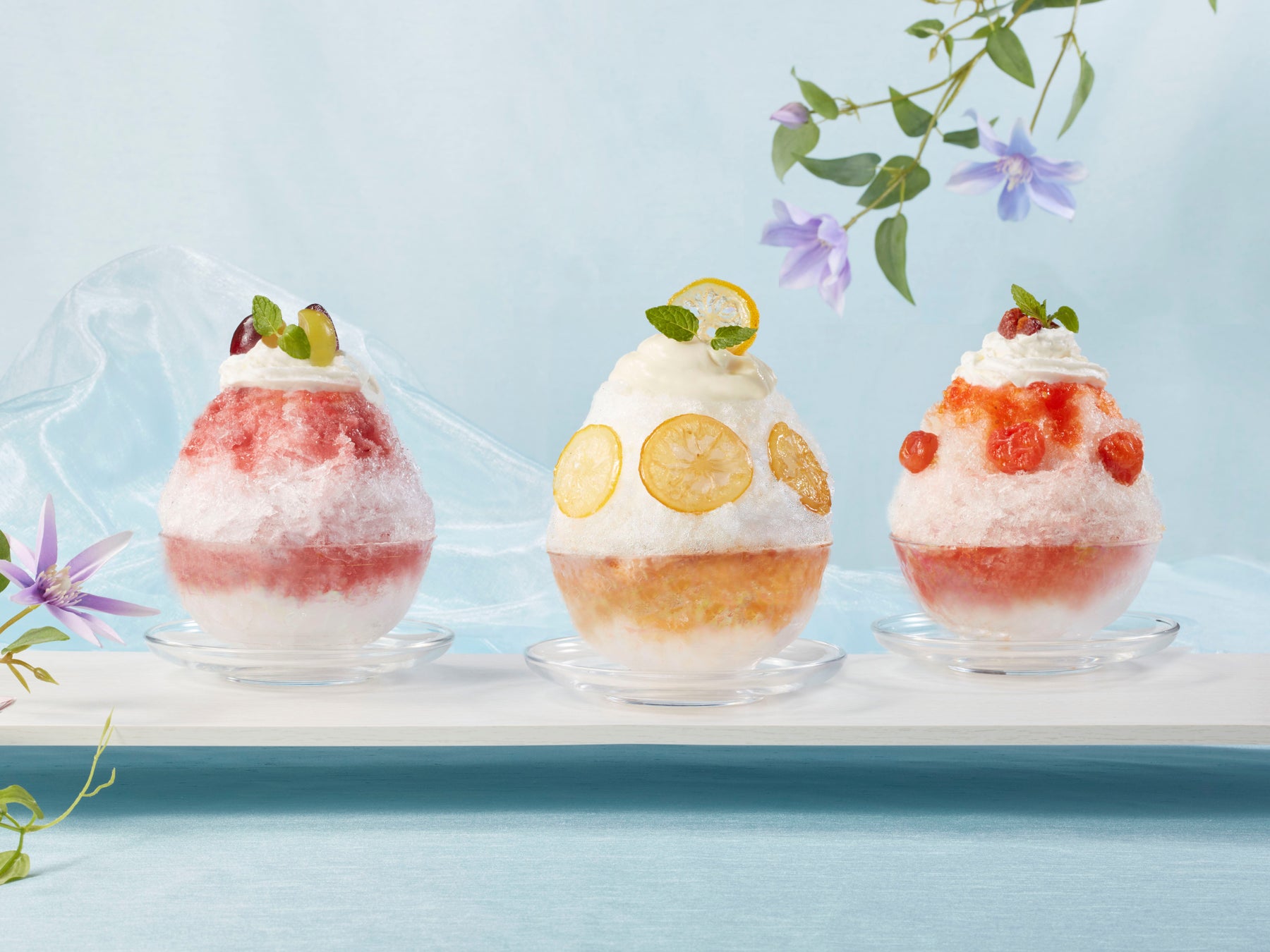 かき氷(信州ぶどう・川越はちみつ&レモン・信州トマト)イメージ