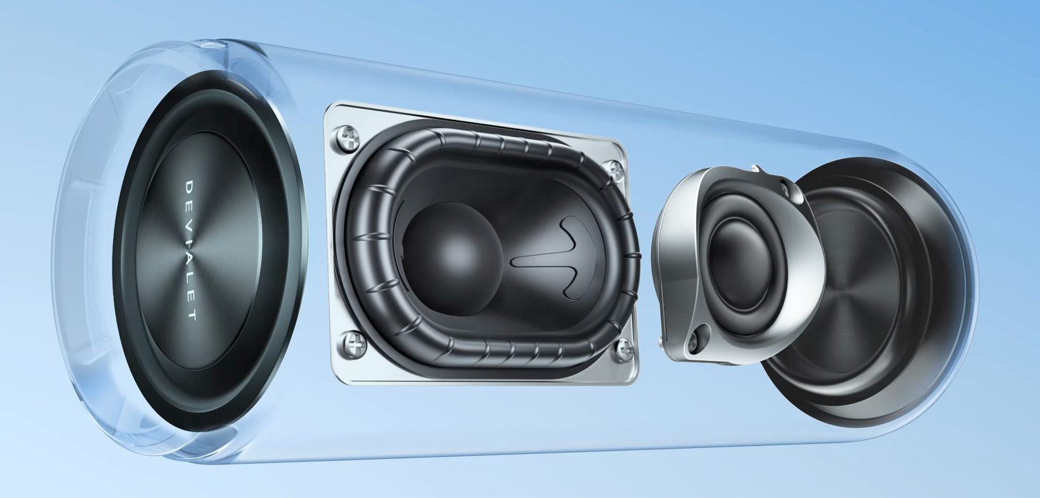 最先端の音響技術を追求する「Devialet」社と共同開発したポータブル