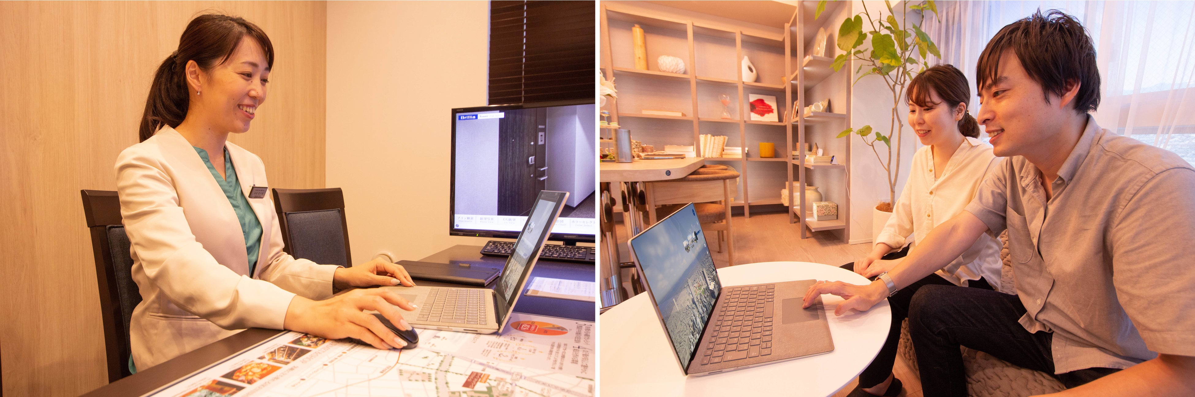 オンラインで高精度なCG画面を共有しての接客シーン