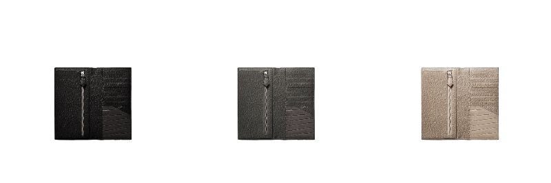 ノブレッサレザーとエンボスクロコレザーの上質な光沢の