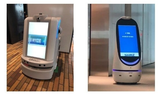 実証運用を開始するロボット清掃サービス（左）とロボット案内サービス（右）のイメージ