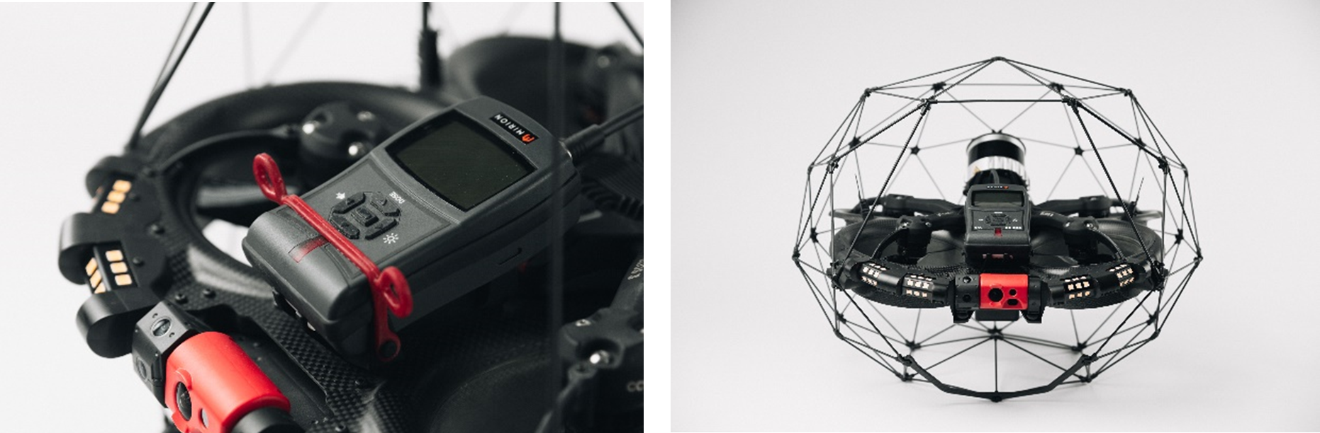 ELIOS ３ RADペイロードの放射能センサー（左）と取付後のELIOS ３（右）