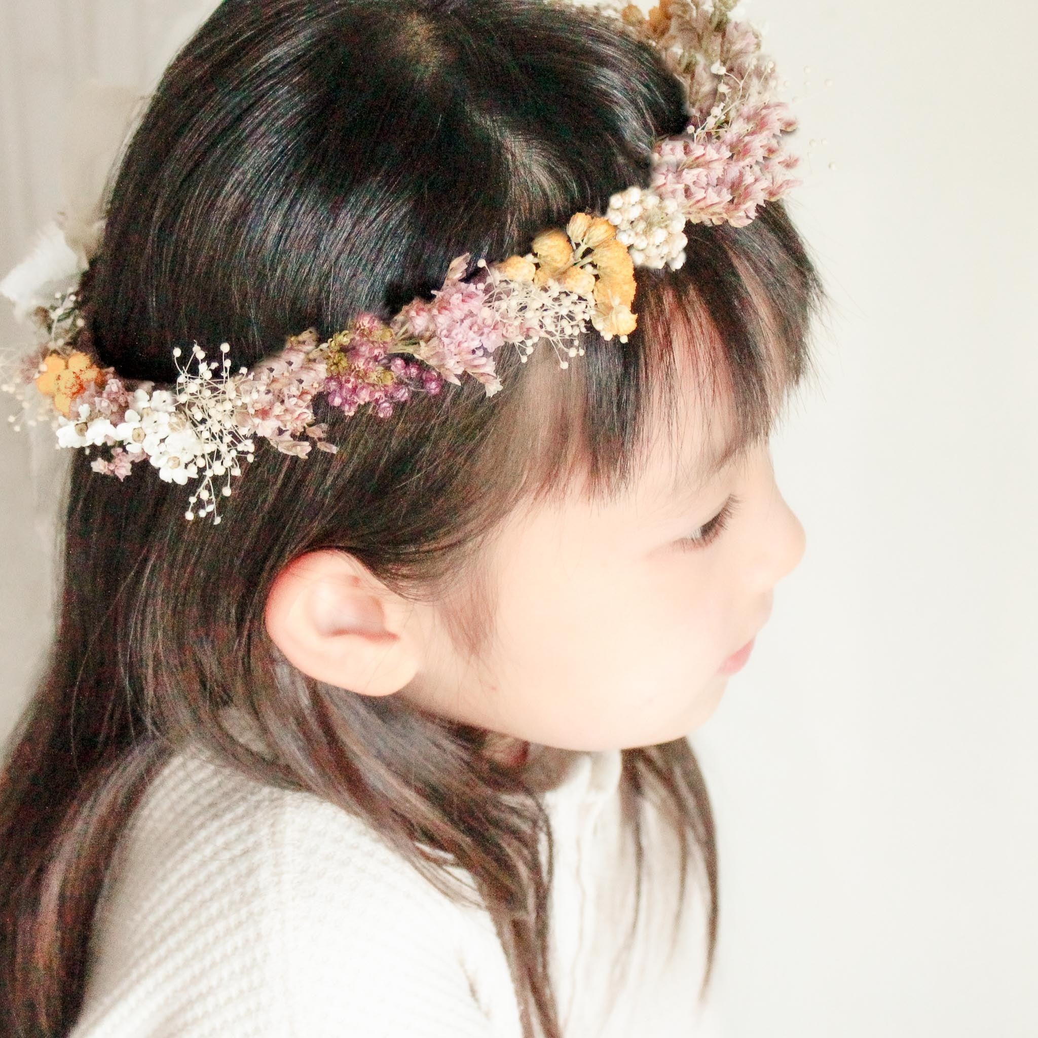 ドライフラワーで花冠作り