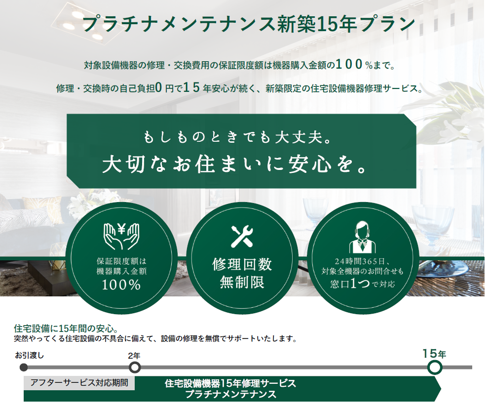住宅設備機器15年修理サービス「プラチナメンテナンス」