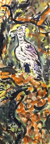 横方志功 日本画 約30cm x 40cm 絵画 円窓妃図 棟方志功 【中古】【日本画】【開運】 : 掛け軸