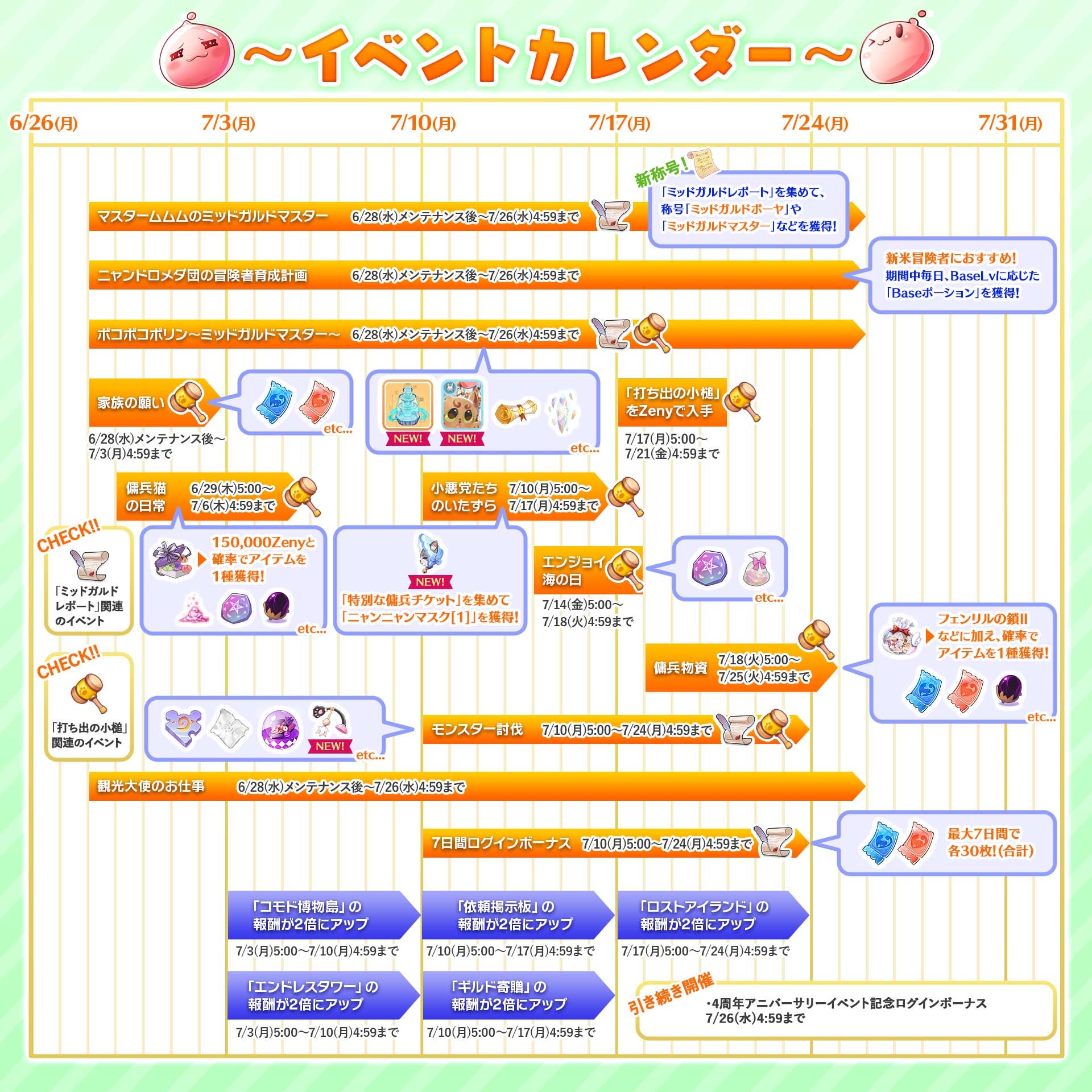 ベントカレンダーもチェック！