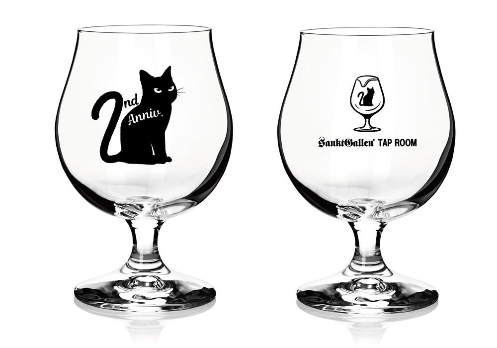 2周年記念ハーフサイズグラス 表と裏。1個1,650円(税込)で販売もします。